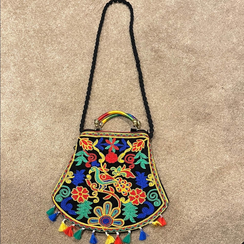 Embroidered Floral Crossbody Bag from India